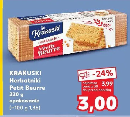 Herbatniki Petit Beurre Krakuski promocja w Kaufland