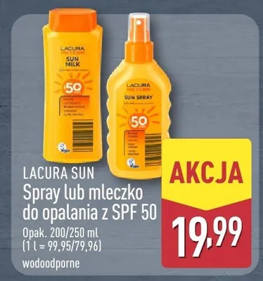 Spray lub mleczko do opalania z SPF 50 promocja w Aldi