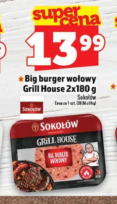 Big burger wołowy Grill House Sokołów 2-pak 180g promocja w TOPAZ