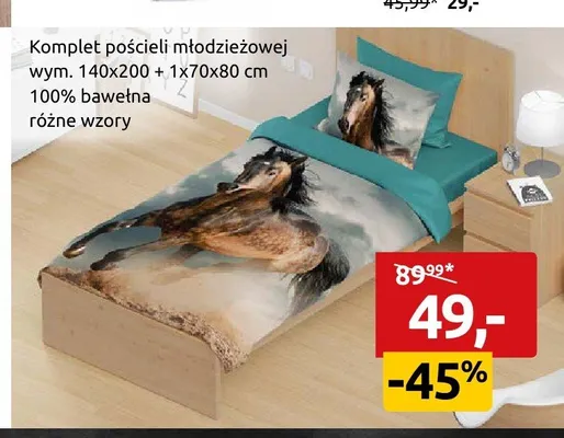 Komplet pościeli młodzieżowej 140x200 + 1x70x80 cm promocja w Black Red White