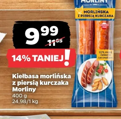 Kiełbasa morlińska z piersią kurczaka Morliny promocja w Netto
