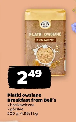 Płatki owsiane błyskawiczne Breakfast from Bell's promocja w Netto