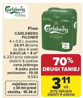 Piwo Carlsberg Pilsner promocja w Carrefour Market