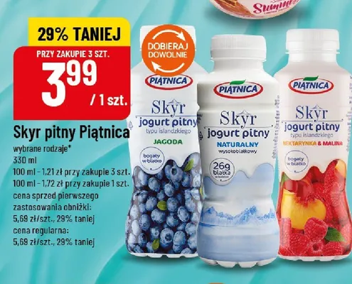 Skyr jogurt pitny Piątnica naturalny promocja w POLOmarket