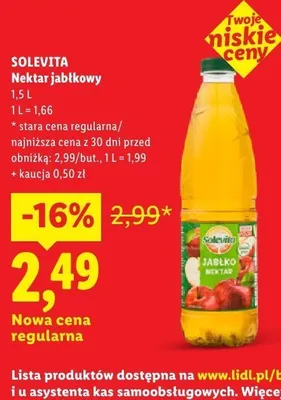 Nektar jabłkowy Solevita promocja w Lidl