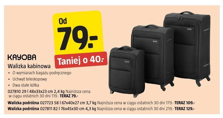 Walizka podróżna Kayoba 76x45x30 cm promocja w Jula