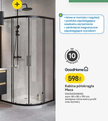 Kabina półokrągła Maza promocja w Castorama