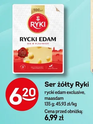 Ser żółty Ryki rycki edam exclusive, maasdam promocja w Żabka