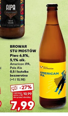 Piwo Stu Mostów American IPA 6,8% alk. promocja w Kaufland