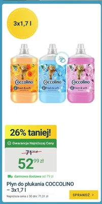 Płyn do płukania Coccolino 3-pak 1,7 l promocja w ERLI