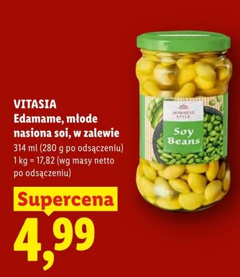 Edamame młode nasiona soi w zalewie Vitasia promocja w Lidl
