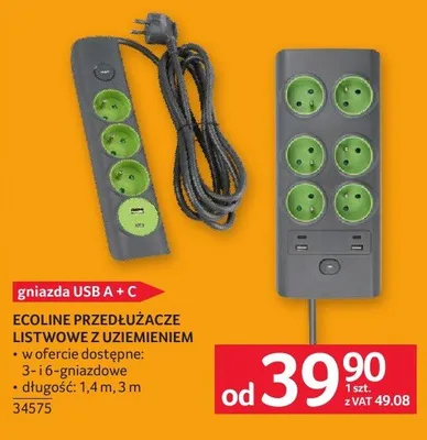 Przedłużacz Ecoline listwa z uziemieniem promocja w Selgros