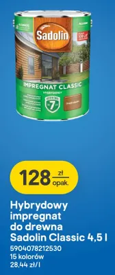 Hybrydowy impregnat do drewna Sadolin Classic 4,5 l promocja w Castorama