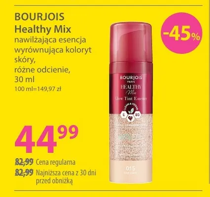 Nawilżająca esencja wyrównująca koloryt skóry Healthy Mix Bourjois promocja w Hebe