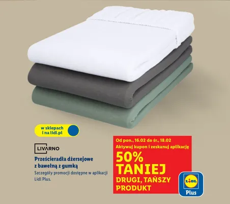 Prześcieradła dżersejowe z bawełną z gumką promocja w Lidl