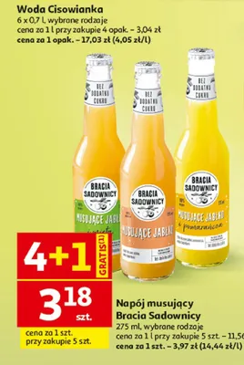 Napój musujący Bracia Sadownicy Musujące Jabłko i Chmiel promocja w Auchan