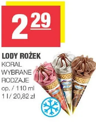 Lody rożek Koral promocja w SPAR