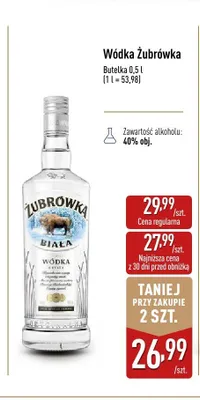 Wódka Żubrówka Biała promocja w Aldi