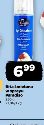 Bita śmietana w sprayu Paradiso promocja w Netto