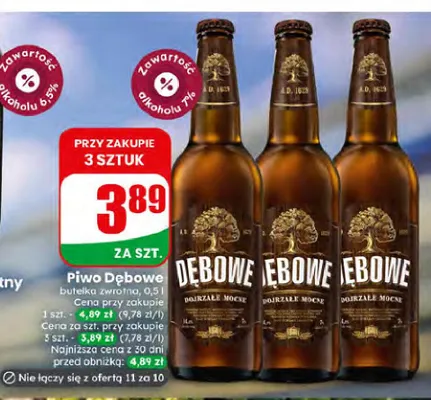Piwo Dębowe Dojrzałe Mocne promocja w Dino