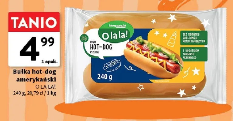 Bułka hot-dog amerykański O la la! promocja w Intermarche