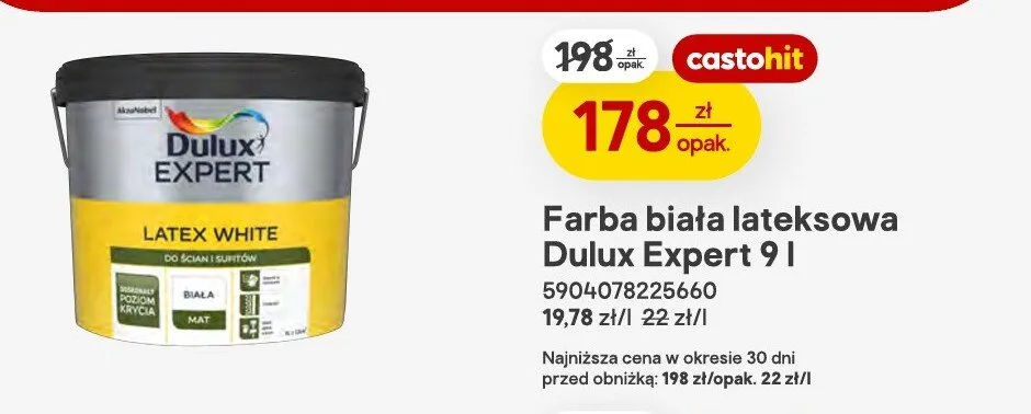 Farba biała lateksowa Dulux Expert promocja w Castorama