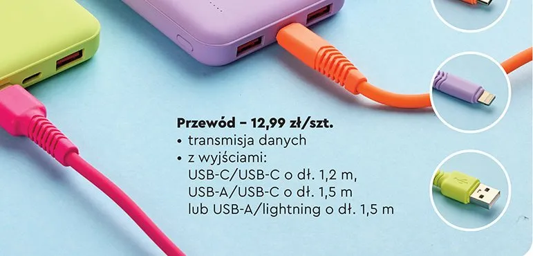 Przewód USB, różne rodzaje promocja w Biedronka