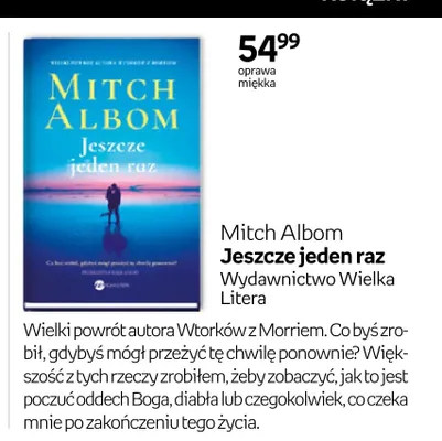 Książka Jeszcze jeden raz Mitch Albom promocja w Empik