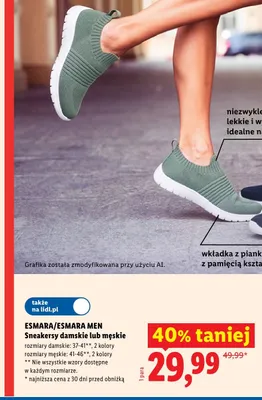 Sneakersy damskie Esmara promocja w Lidl