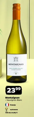 Wino białe wytrawne Montaignan Sauvignon Blanc promocja w Netto