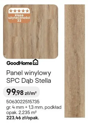 Panel winylowy SPC Dąb Stella GoodHome gr. 4mm + 1,3mm podkład promocja w Castorama