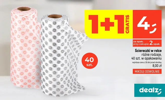 Ściereczki w rolce różne rodzaje, 40 szt. w opakowaniu promocja w Dealz