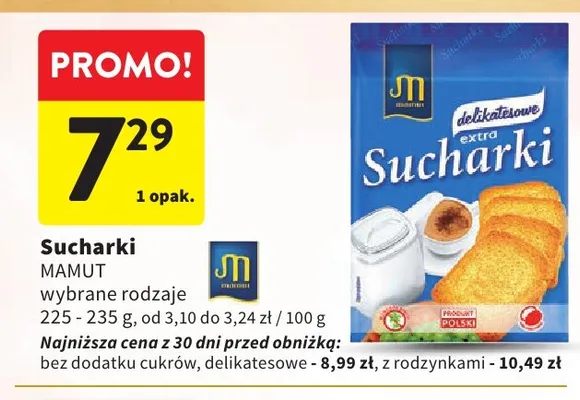Sucharki bez dodatku cukrów Mamut promocja w Intermarche