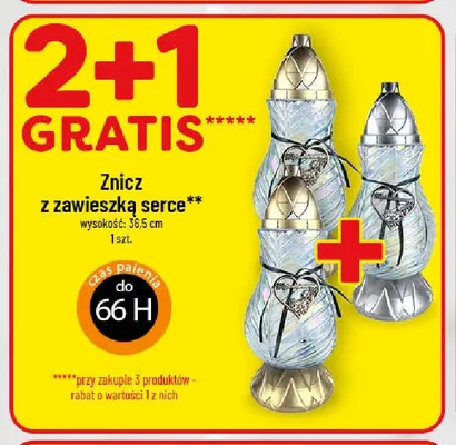 Znicz z zawieszką serce 36,5 cm promocja w POLOmarket
