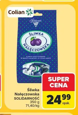 Śliwka Nałęczowska w czekoladzie Solidarność promocja w Carrefour