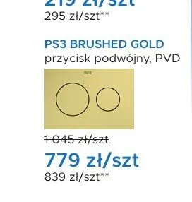 Przycisk spłukujący Roca PS3 BRUSHED GOLD promocja w Blu Salony Łazienek