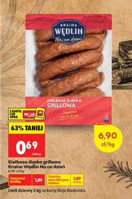 Kiełbasa śląska grillowa Kraina Wędlin Na co dzień promocja w Biedronka