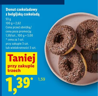Donut czekoladowy z belgijską czekoladą promocja w Lidl
