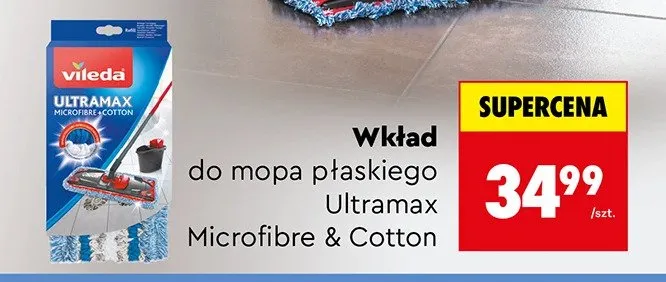 Wkład do mopa płaskiego Ultramax Microfibre & Cotton promocja w Biedronka