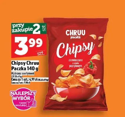 Chipsy Chruu Paczka ziemniaczane o smaku paprykowym 140g promocja w TOPAZ