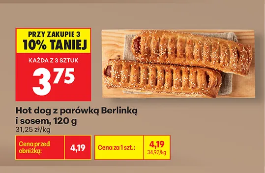 Hot dog z parówką Berlinką i sosem Biedronka promocja w Biedronka