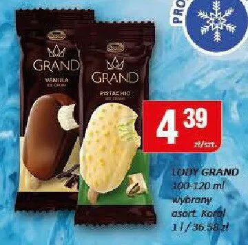 Lody Grand Vanilla Ice Cream promocja w Chorten