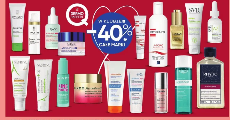 Dermokosmetyki do pielęgnacji i oczyszczania twarzy, ciała oraz włosów A-Derma, Ducray, Emolium, Eucerin, Nuxe, Iwostin, Lierac, Phyto, SVR, Uriage promocja w Super-Pharm