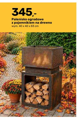 Palenisko ogrodowe z pojemnikiem na drewno promocja w Bricomarche
