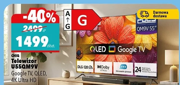 Telewizor Qled Google TV 4K Ultra HD 55" promocja w Biedronka