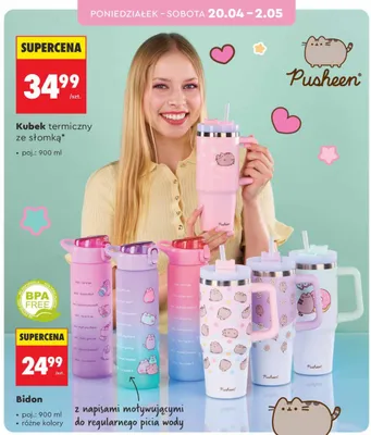 Bidon z napisami motywującymi do regularnego picia wody promocja w Biedronka