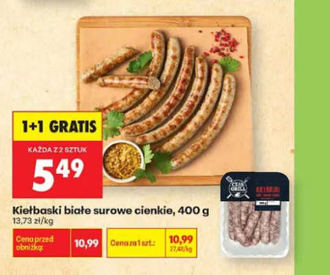 Kiełbaski białe surowe cienkie Czas na Grill promocja w Biedronka