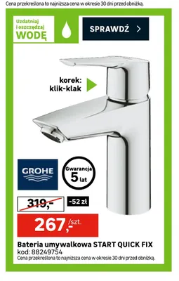 Bateria umywalkowa Start Quick Fix Grohe promocja w Leroy Merlin