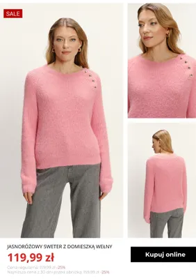 Jasnoróżowy sweter z domieszką wełny Greenpoint promocja w Greenpoint