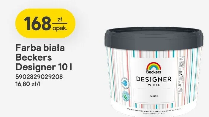 Farba biała Designer 10l promocja w Castorama